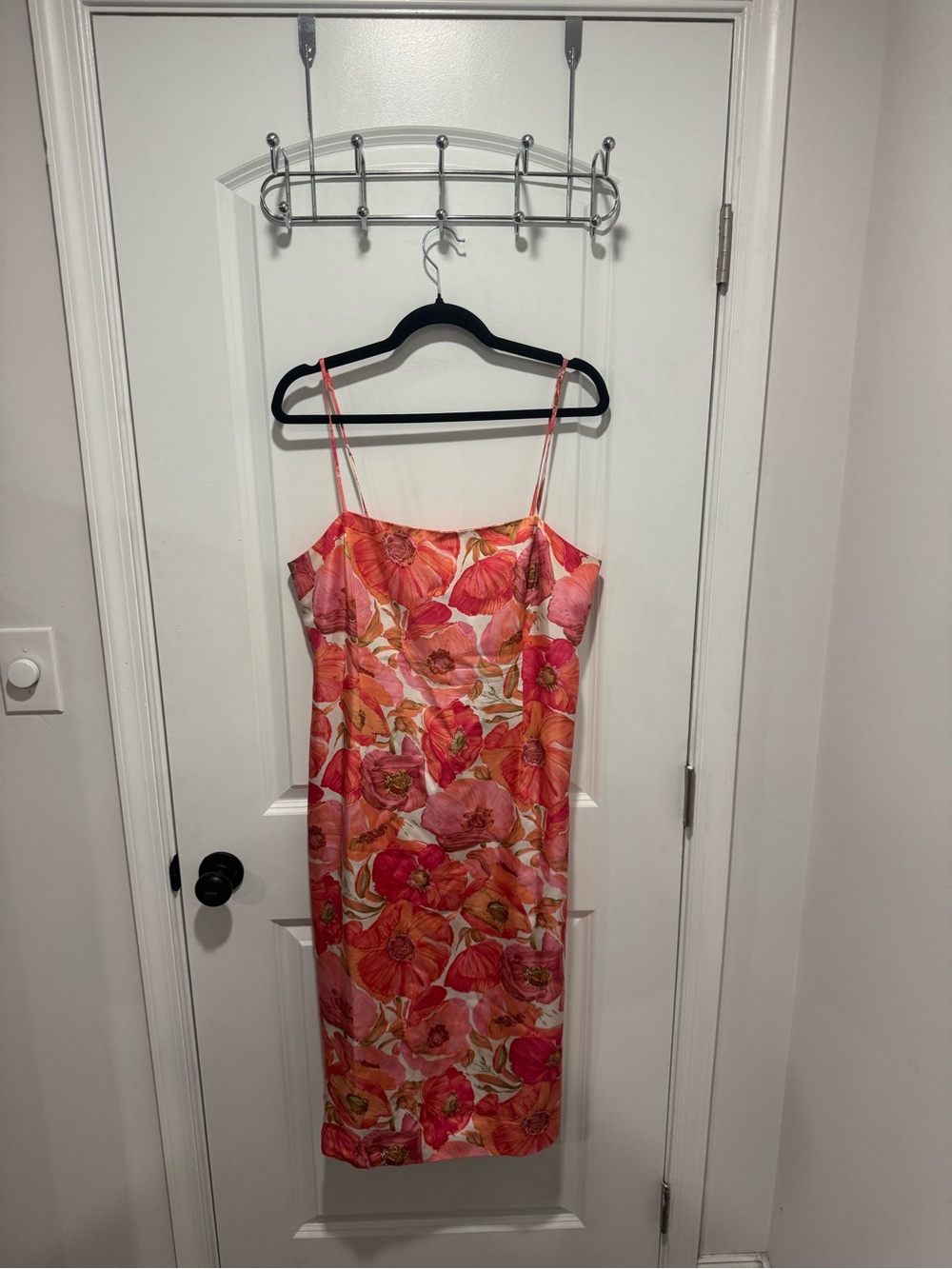 Ann Taylor Coral Pink Floral Midi Slip Dress